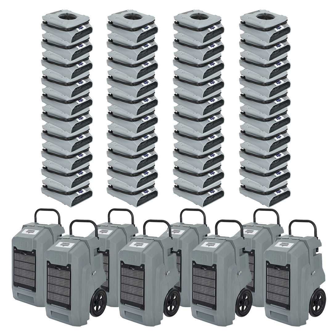 Diamond Products 48pc. Restoration Package - (8) LGR2500HD Dehumidifiers, (40) FF1500HD Low Profile Air Movers