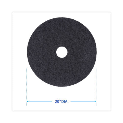 Stripping Floor Pads, 20" Diameter, Black, 5/carton