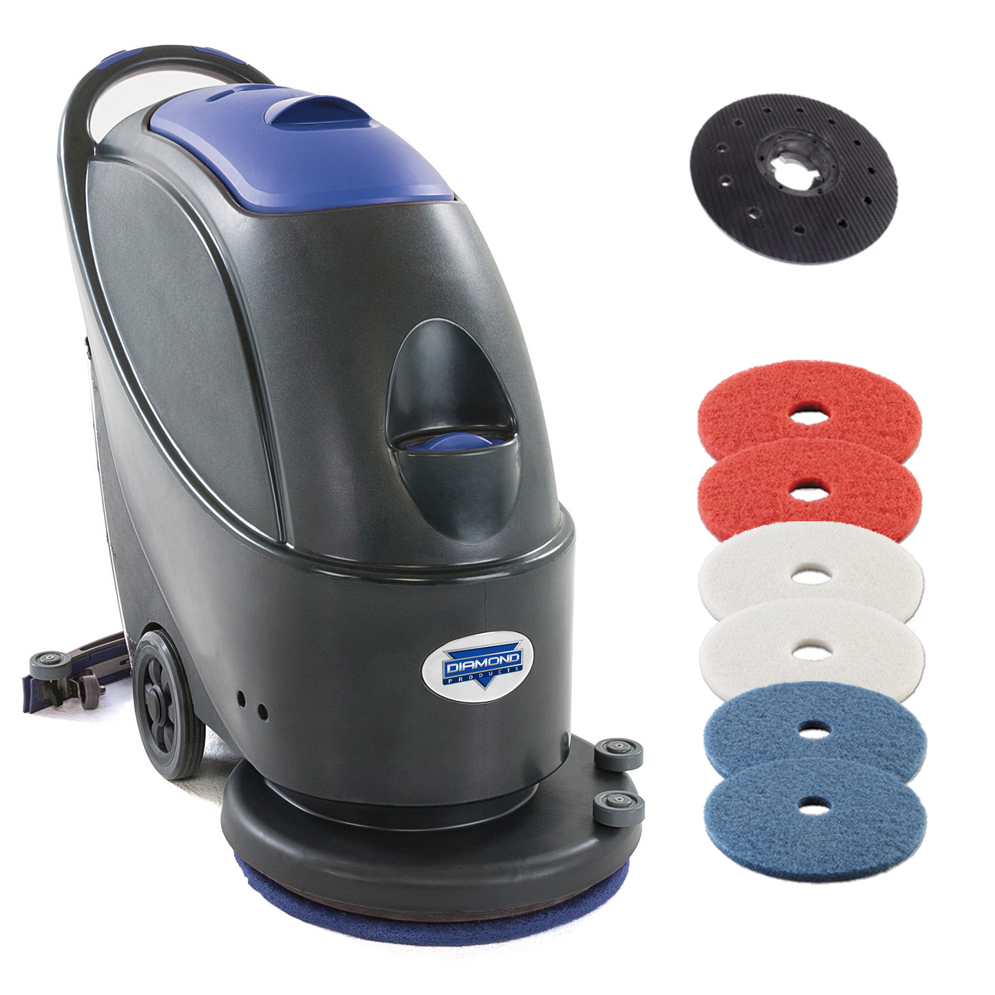 Auto Floor Scrubber Package - G17 Electric Walk-Behind Corded w/ Pads & Pad Holder - DP 17" Floor Machine