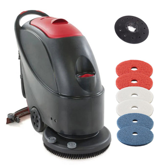 Floor Scrubber w/ Pads & Pad Holder | 17" Walk Behind Disk, Electric, Pad Assist, SweepScrub SS430C